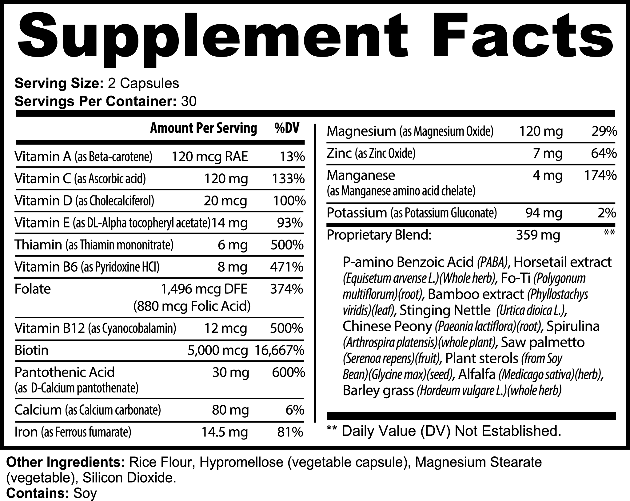 Black-Naturals Hair, Skin and Nail Complex